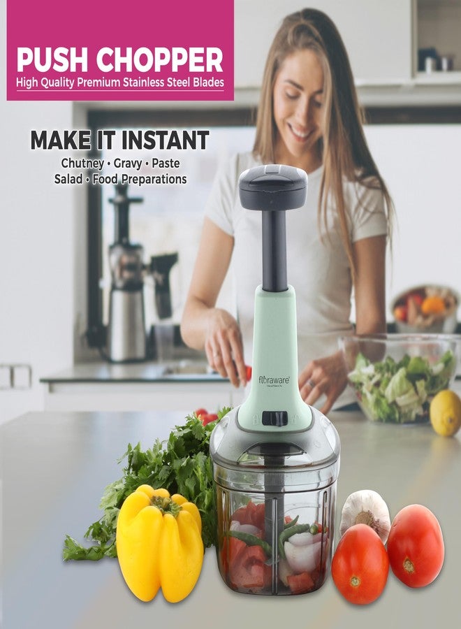 Floraware Food Chopper Steel Large Manual Hand-Press Vegetable Chopper Mixer Cutter to Cut Onion, Salad, Tomato, Potato (Pista, 900ML) - Image 4